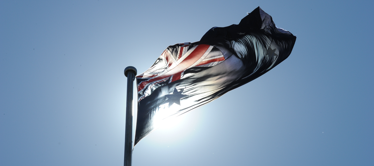 The Australian flag above Parliament House