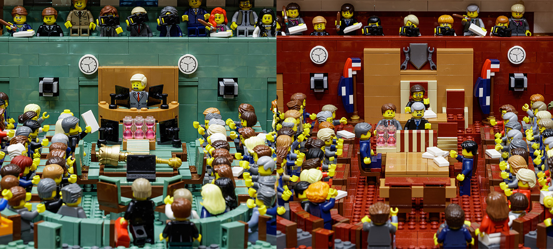The House of Representatives Chamber and the Senate Chamber made from LEGO