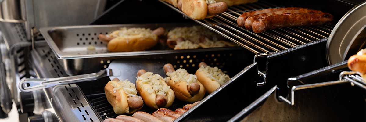 Photo of cooking sausages