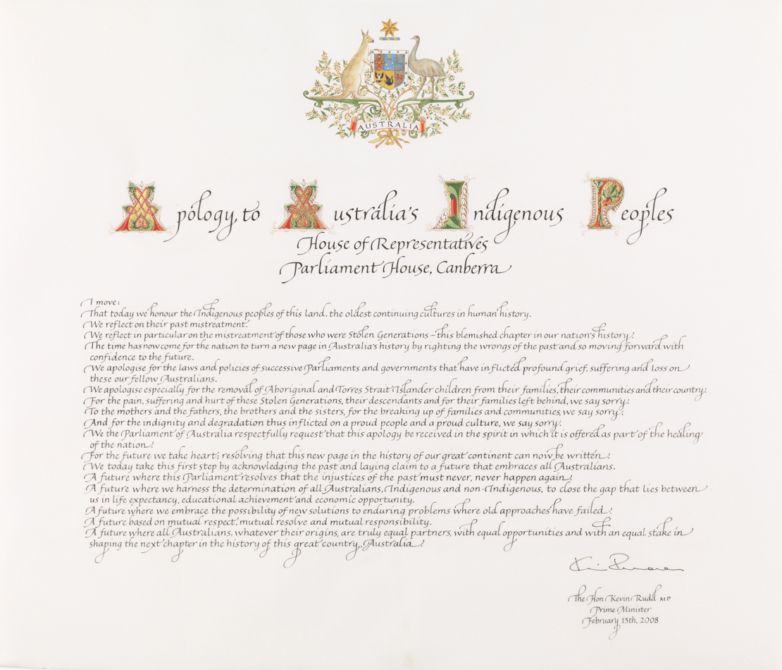 Official Text of the Apology to Australia's Indigenous Peoples. 13 February 2008 