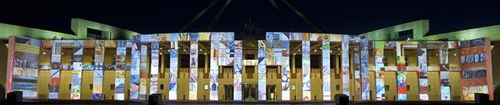 Australian Parliament House during the Enlighten Festival