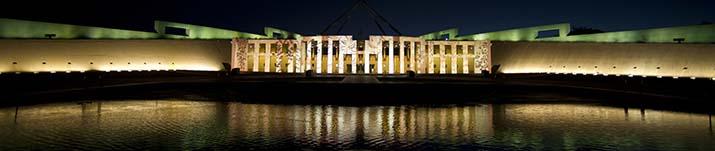 Australian Parliament House during the Enlighten Festival