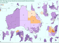 Map showing results of the postal survey by electorate.