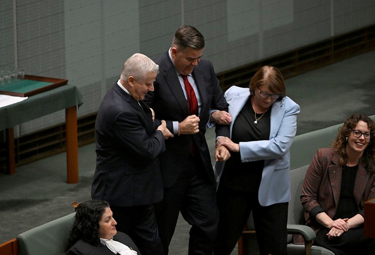 Image: The Hon Milton Dick MP being led to the Speaker’s Chair after being elected as Speaker in the 48th Parliament. Courtesy of AUSPIC.