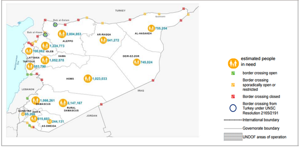 Syria—people in need and border crossings
