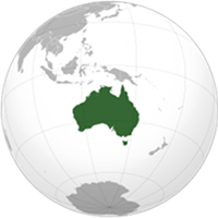 Australia centered on globe