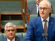 Malcolm Turnbull delivers the 2018 Closing the Gap statement while Ken Wyatt looks on