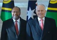 Prime Minister of Vanuatu Charlot Salwai Tabimasmas and Prime Minister of Australia Malcolm Turnbull