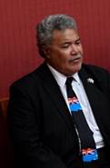 The Prime Minister of Tuvalu, Enele Sopoaga, watches Senate Question Time