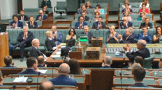 Members applaud following the announcement of Mr Elder’s intention to retire