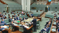 Scott Morrison addresses the chamber and the victims and survivors of institutional sexual abuse in the gallery