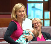 Larissa Waters moves a motion in the Senate while breastfeeding her baby