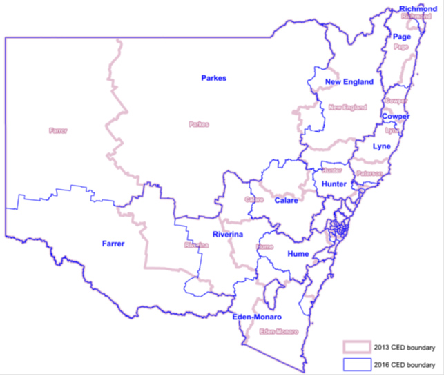 Appendix C: Pre-redistribution and post-redistribution boundaries in regional NSW