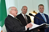 Irish President Michael Higgins with Senate President Stephen Parry and Speaker of the House of Representatives Tony Smith