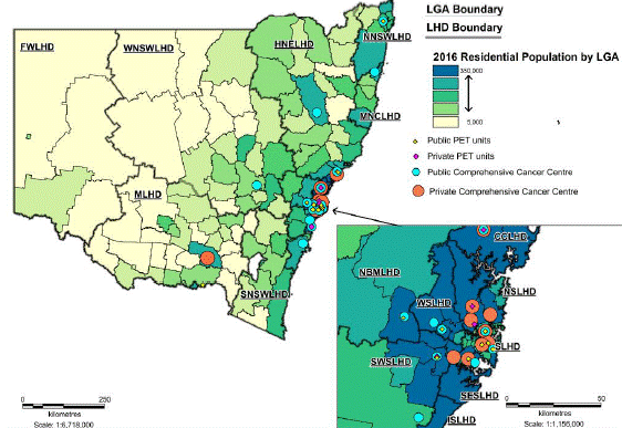 Figure 2.1—Location of PET services in New South Wales