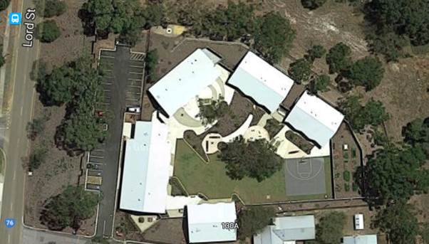 Figure 1.1: An aerial view of the DJC at Caversham showing the buildings situated around a central courtyard