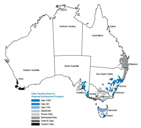 Figure 2.4: Australia's dairy regions