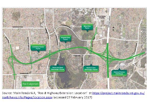 Figure 1.1: Route for the Roe 8 extension