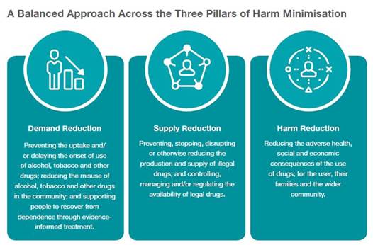 A balanced approach across the three pillars of harm minimisation
