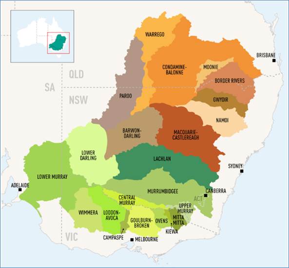 Figure 3.1 The Basin catchments and states