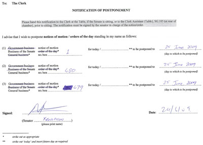 Postponement list of consolidated items