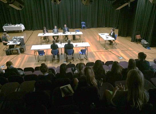 Students from Melbourne Girls' College observing the public hearing held at their school on 18 February 2016.