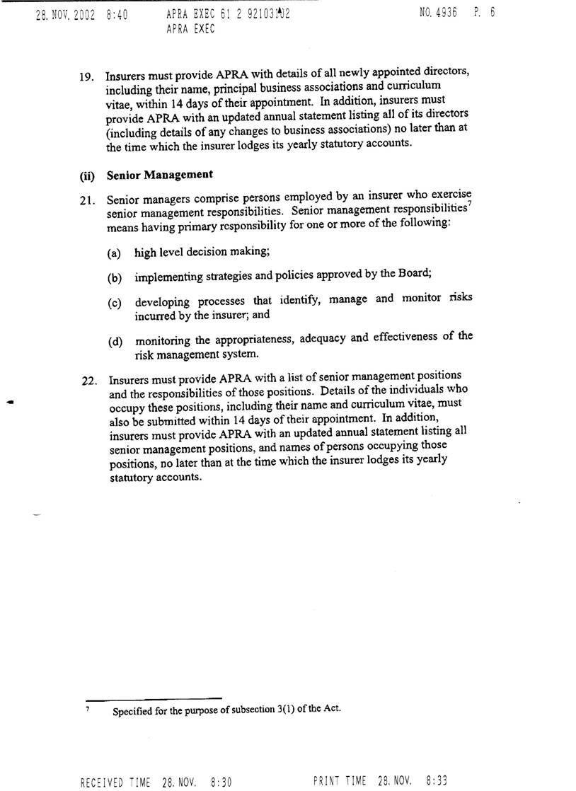 Extract from Prudential Standards and Guidance Notes Applied to General Insurers