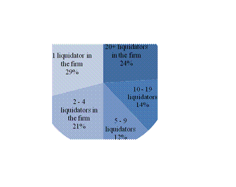 Chart 2.2: Number of registered liquidators by firm size (December 2009)