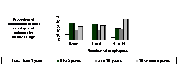 TABLE 1—Small Business: employment numbers by years established