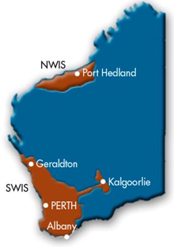 Figure 2.3: The South West Interconnected System (SWIS) and North West Interconnected System (NWIS)