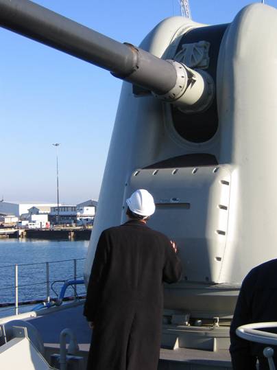 Senator David Johnston aboard HMAS Perth at Williamstown, 27 April 2006