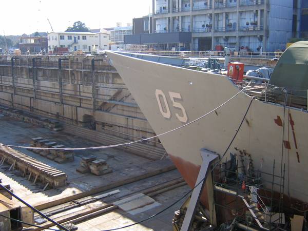 The committee visited the Captain Cook Dry Graving Dock at Garden Island on 28 June 2006 where it viewed progress on the upgrade of HMAS Melbourne.