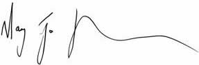 Signature of Senator Mary Jo Fisher